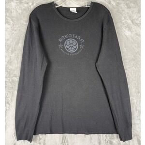 Vintage Hawaiian Island Creations Mens XL Black‎ Thermal Long Sleeve Shirt Stars